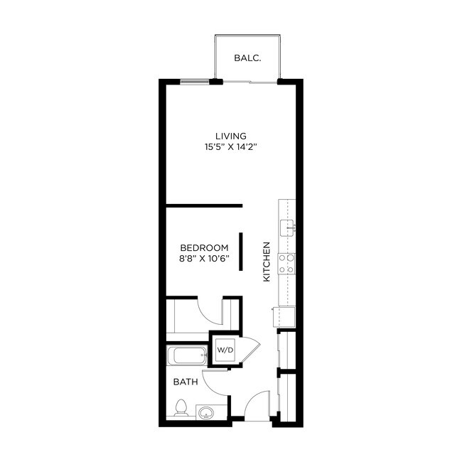 Open 1x1 B4 619 floor plan